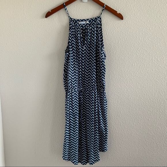 Fighting Eel Ava Sky Chevron Lightweight Dress Tie Waist Small - Picture 1 of 9